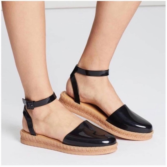 Melissa + Jason Wu jelly espadrille sandals black and beige ankle size 7 - Picture 14 of 14